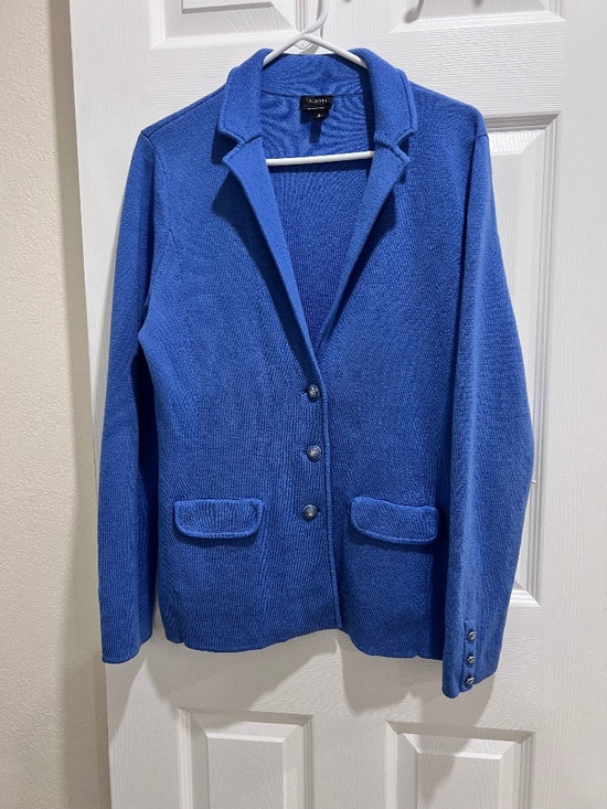 Talbots Jackets & Blazers - Pure Merino Wool Talbots Sweater Blazer Jacket Blue Size Large Button Front